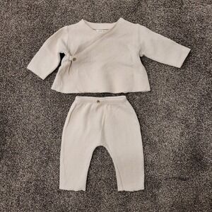 Play Up Fleece Sherpa Baby Loungewear Set Wrap Top and Pants Cream 6 Months